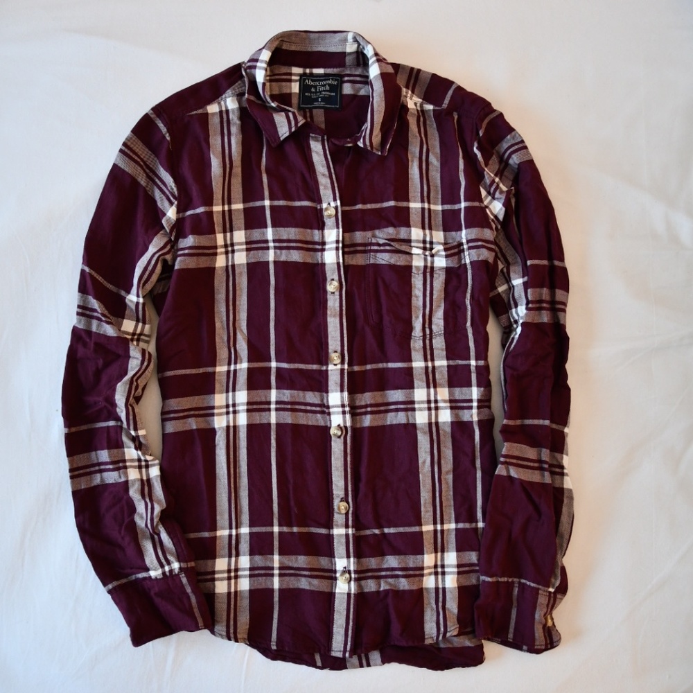 A&F Burgundy Plaid Button Down